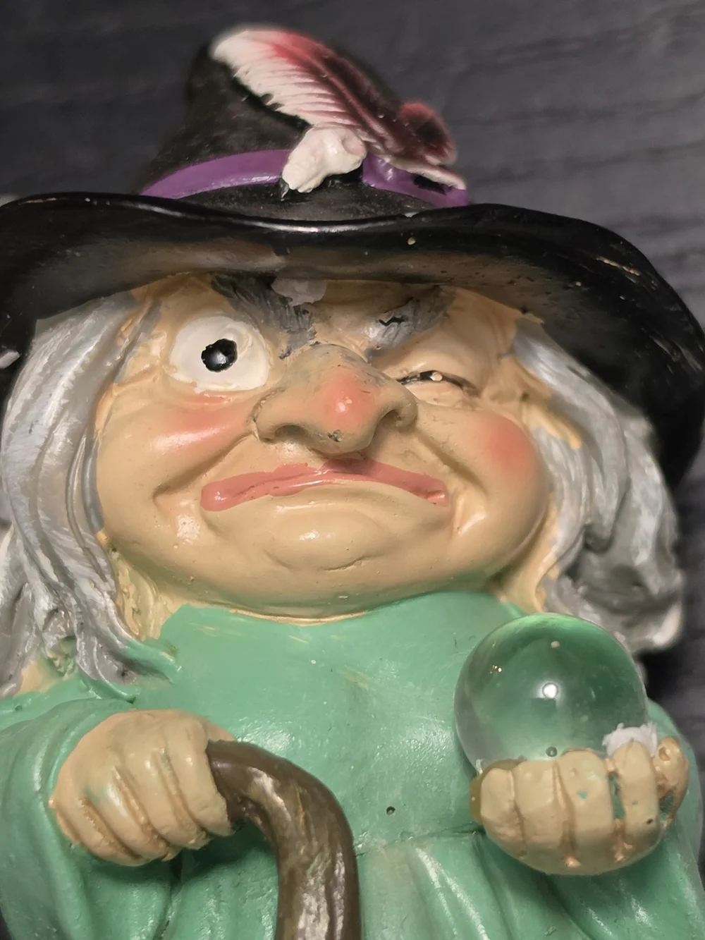 Transpac Witch w/ Crystal Ball figurine, Fairy Garden/Halloween Décor, NWT
